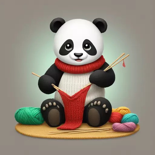 panda knitting emoji