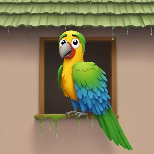 You are standing under the eaves, and a parrot defecates from the roof, dripping onto your head. emoji