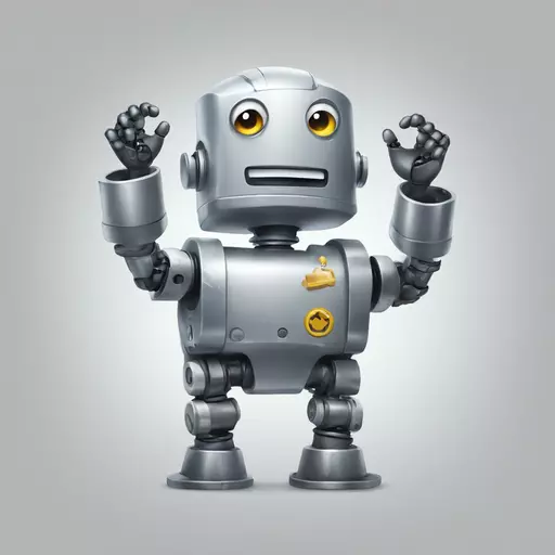 Little robot with a hydraulic fluid leak under its arms. emoji