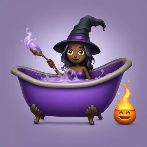 witch cooking purple potion bathtub detailed emoji