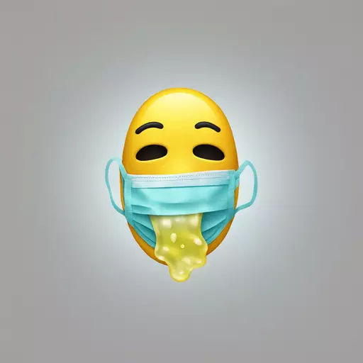 Smiley face vomiting in the mask emoji