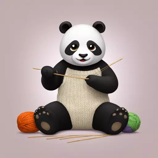 panda knitting emoji