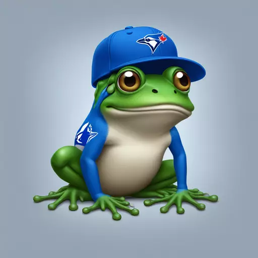 frog wearing blue jays cap emoji