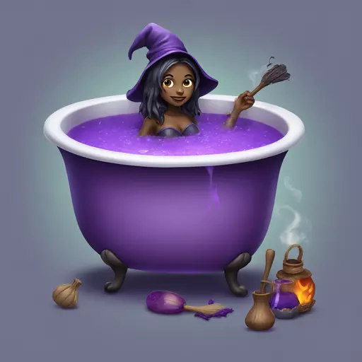 witch cooking purple potion bathtub detailed emoji