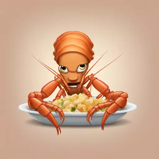 Langoustine eating troubadour emoji