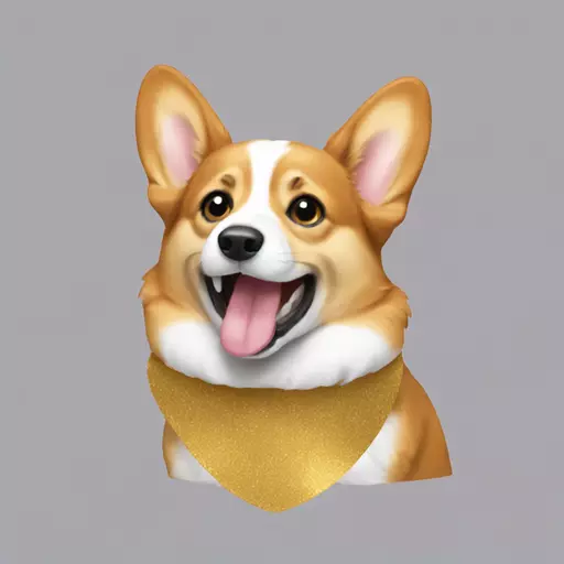 corgi with gold in its mouth emoji