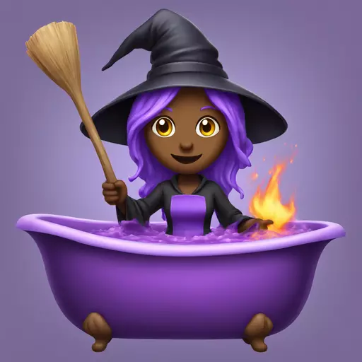 witch cooking purple potion bathtub detailed emoji