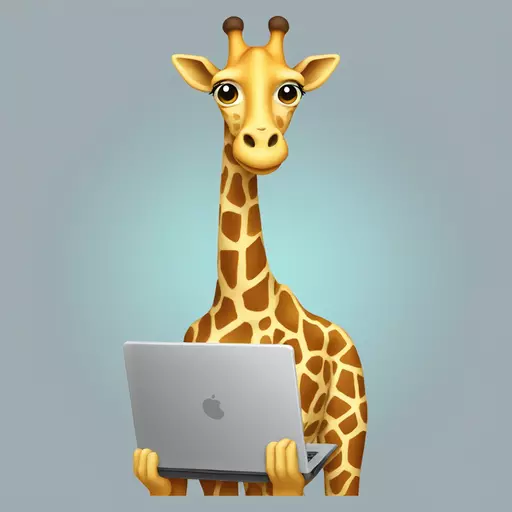 Google Noto Emoji-style Giraffe holding a Laptop emoji