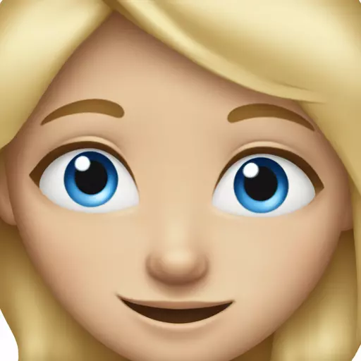 happy blonde girl with freckles and blue eyes emoji