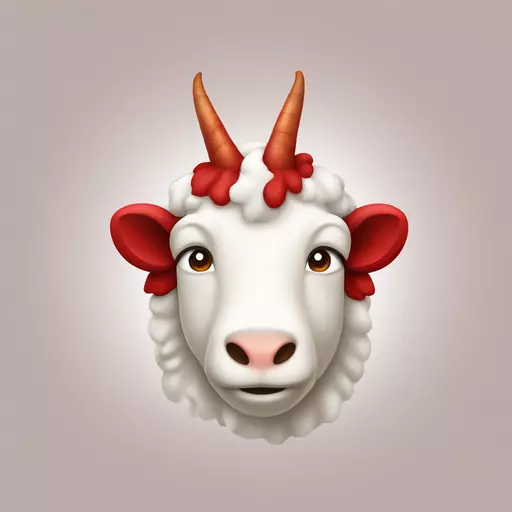 une chevre avec un costard corne rouge et fond rouge derrière lui emoji