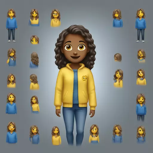 girl in blue and yellow sweater emoji