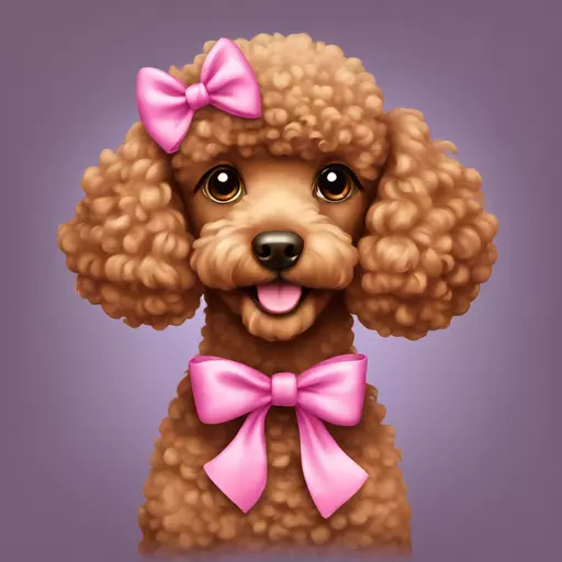 A cute brown poodle with a pink bow on its head emoji