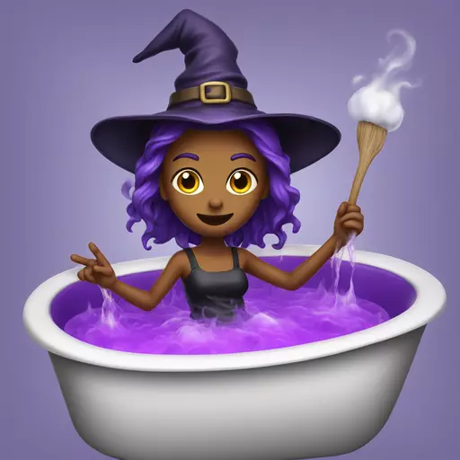 witch cooking purple potion bathtub detailed emoji