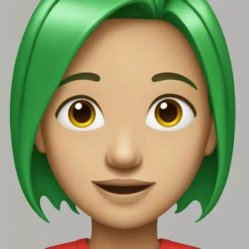 Girl with green hair and red shirt emoji