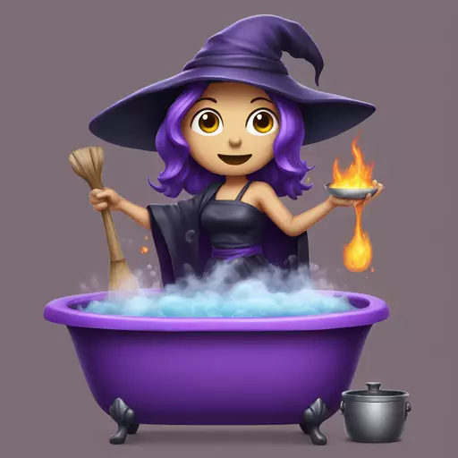 witch cooking purple potion bathtub detailed emoji