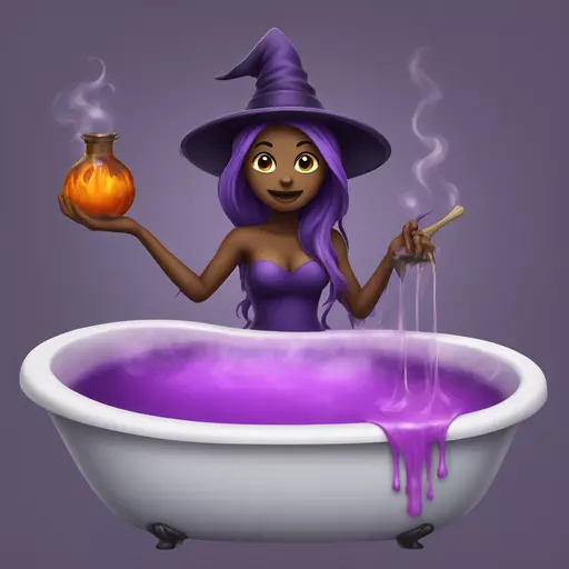 witch cooking purple potion bathtub detailed emoji