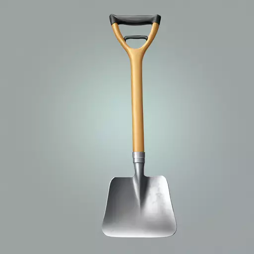 Create me a hyper realistic shovel, the handle must be downwards, a halo must be above the shovel emoji