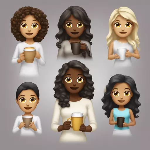 Dos amigas una morena con pelo negro liso y otra blanca con pelo café claro  emoji
