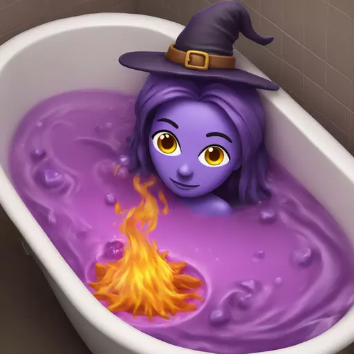 witch cooking purple potion bathtub detailed emoji