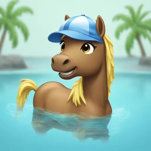 pony with a swimming cap emoji