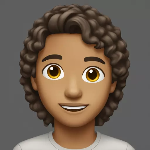 Medium skin color slightly wavy dark brown hair and dark brown eyes emoji