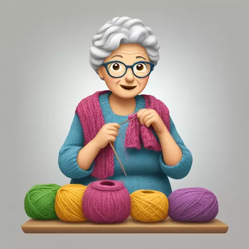 granny knitting emoji