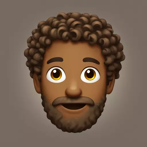 brown guy with curly hair and goatie beard, and piercings emoji