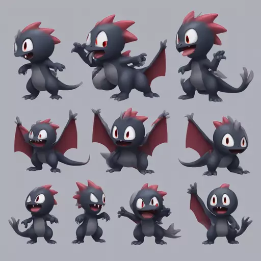 Make me the Pokémon Darkrai in a cute and small style with multiple emotions emoji