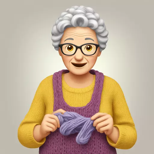 granny knitting emoji