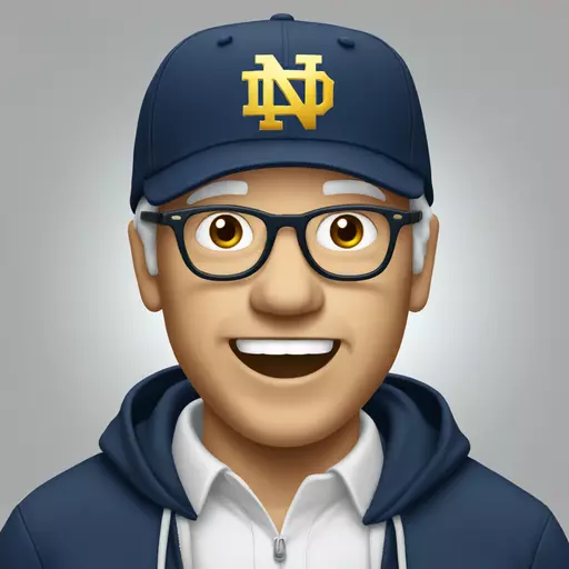 emoji  A white middle aged male with glasses and a Notre Dame ball hat cheering emoji emoji