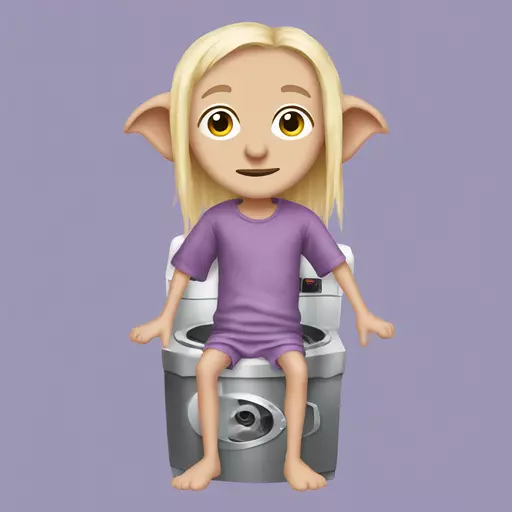 Dobby from harry potter with a purple top blond hair and a washing machine  emoji