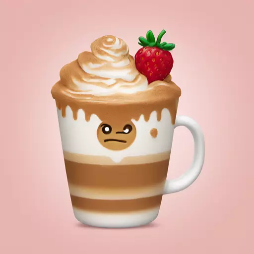 strawbery latte with foam art emoji