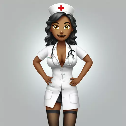 sexy nurse with cleavage and stockings emoji