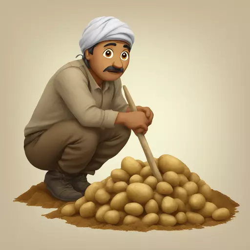 Indian digging potatoes in Siberia emoji