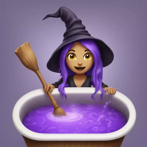 witch cooking purple potion bathtub detailed emoji