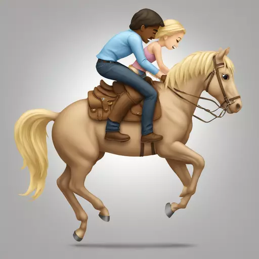 Girl in reverse cowgirl position riding a male  emoji