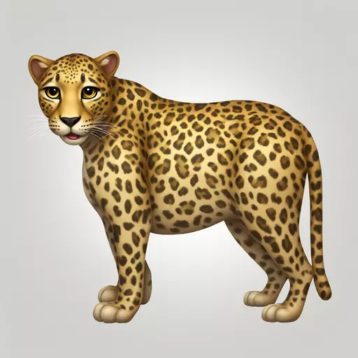 A leopard in comic style stretching a fat butt forward as a small emoji, and the butt is very thick, very accentuated. Without much fuss, just a simple emoji, but clean. Transparent background. emoji