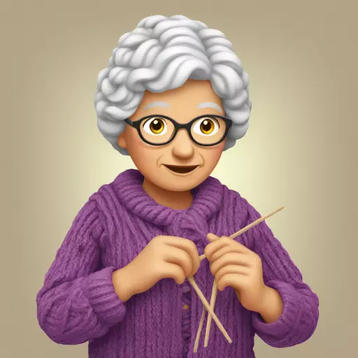 granny knitting emoji