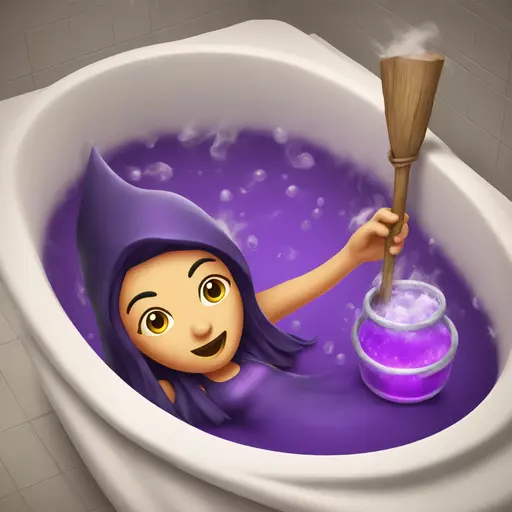 witch cooking purple potion bathtub detailed emoji