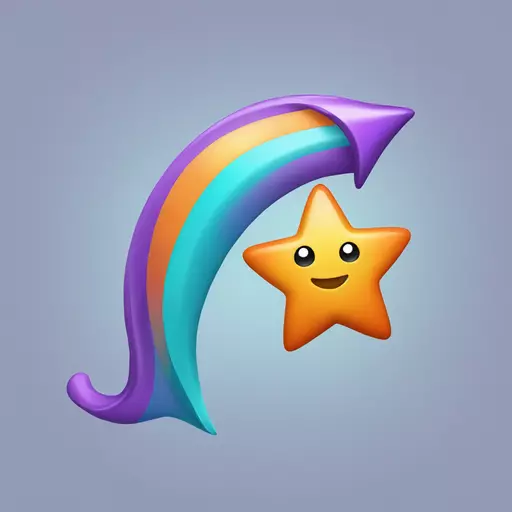 A shooting star with a purple, aqua blue, and orange tail. emoji