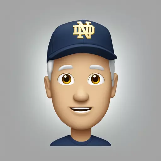 A white middle aged male with a Notre Dame ball hat emoji