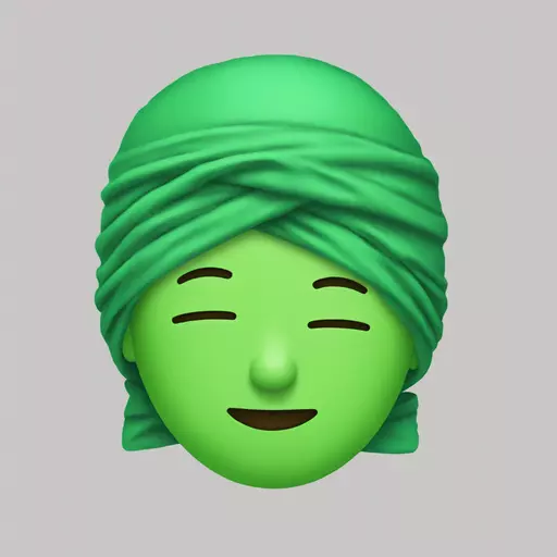 an emoji sleeping and wearing a green hairnet on its head emoji