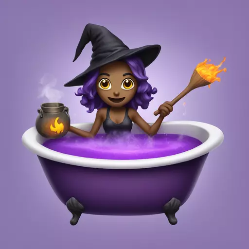witch cooking purple potion bathtub detailed emoji