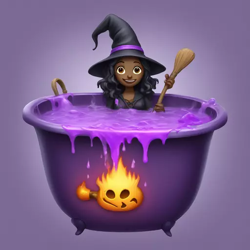 witch cooking purple potion bathtub detailed emoji