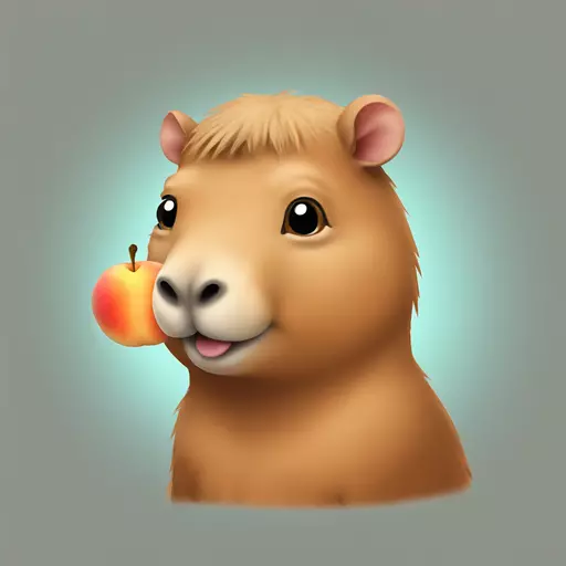 Little capybara with a peach on it emoji