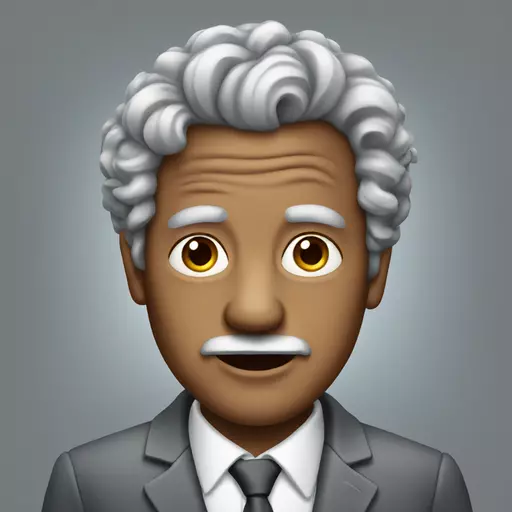 black hair curls old Man wearing a grey suit emoji