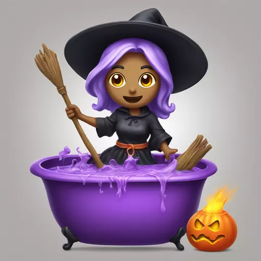 witch cooking purple potion bathtub detailed emoji