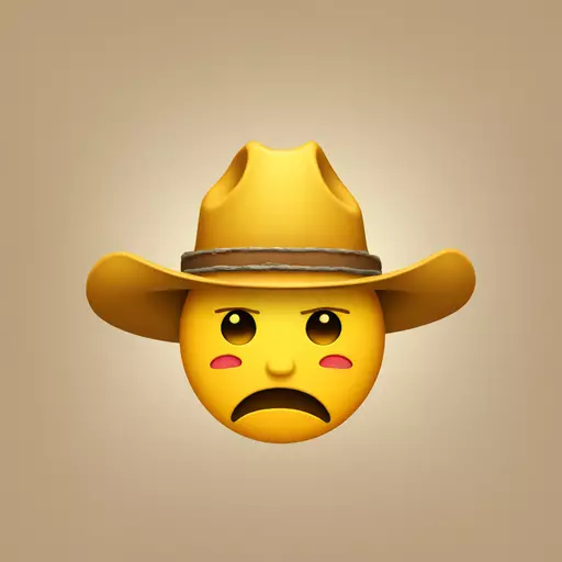 Sad yellow classic emoji crying with cowboy hat emoji