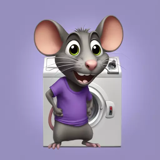 rat from flushed away with a purple t shirt next to a washing machine  emoji