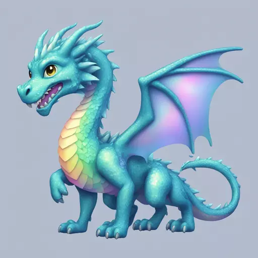 sparkly glossy pastel iridescent dragon full body emoji